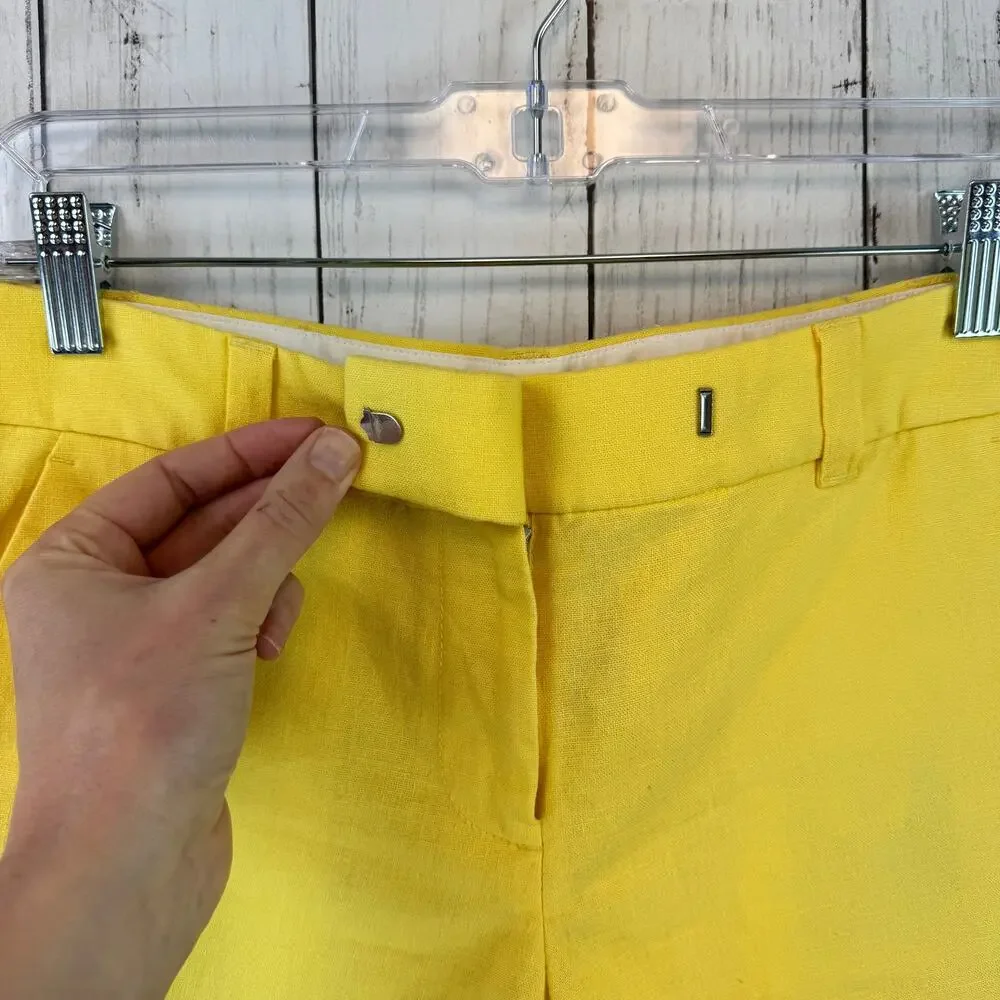J. Crew Yellow Linen-Cotton Scalloped Hem 4” Shorts Size 2 Style L2142